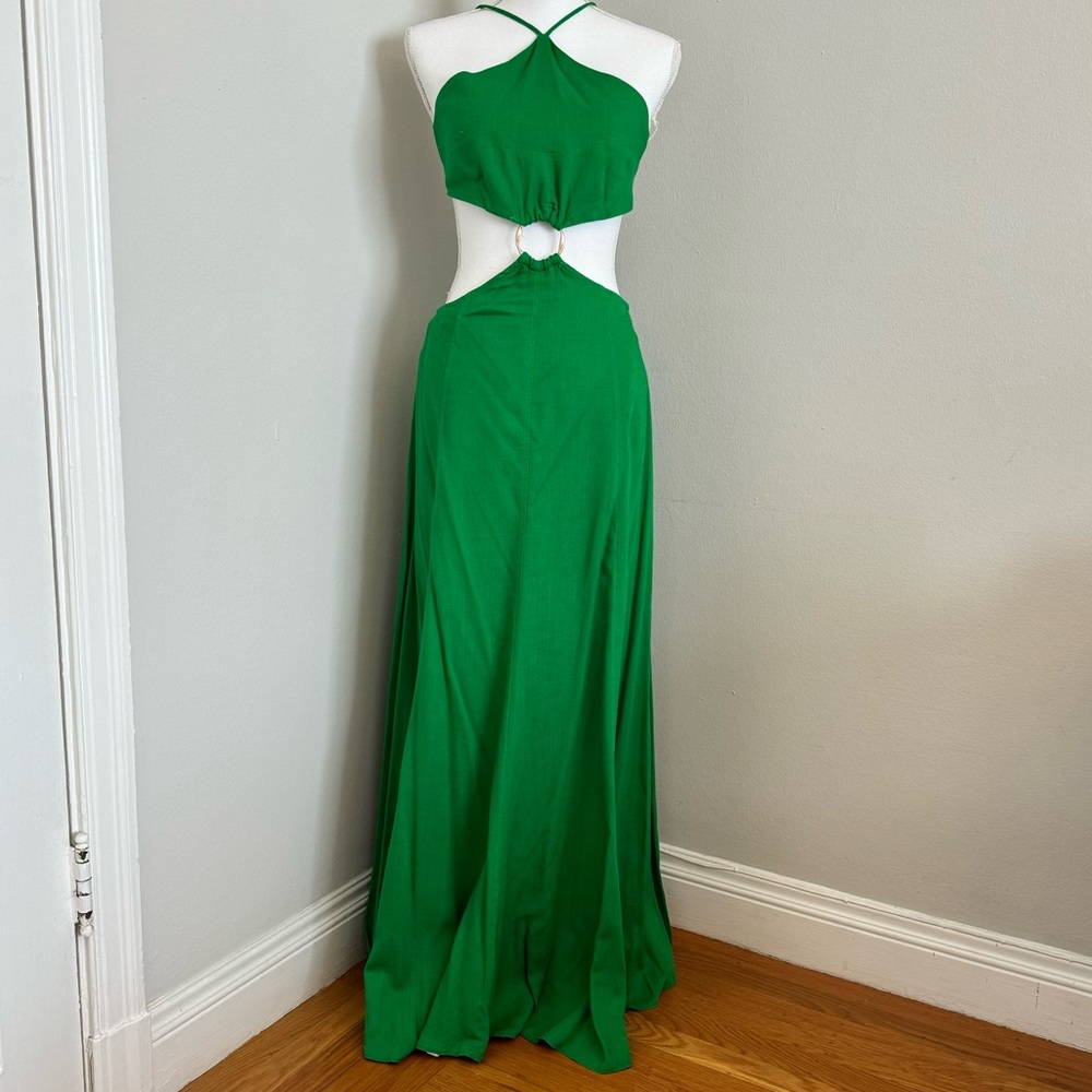 Beautiful Linen Cotton Blend Cutout Maxi Dress in Great Condition